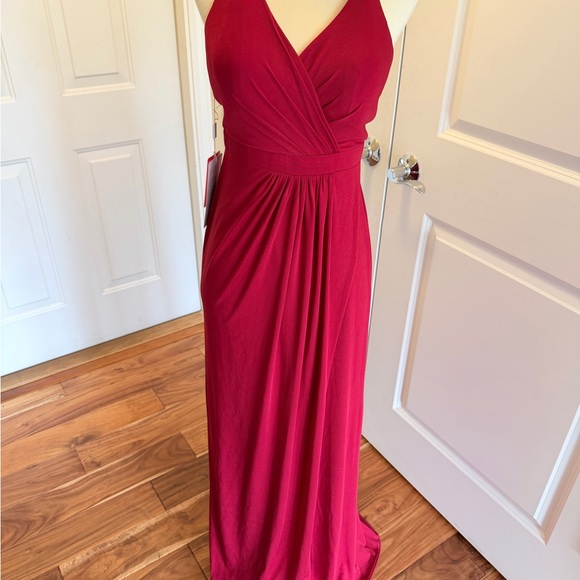 JJs House Raspberry Red Halter Maxi Dress - Picture 2 of 13